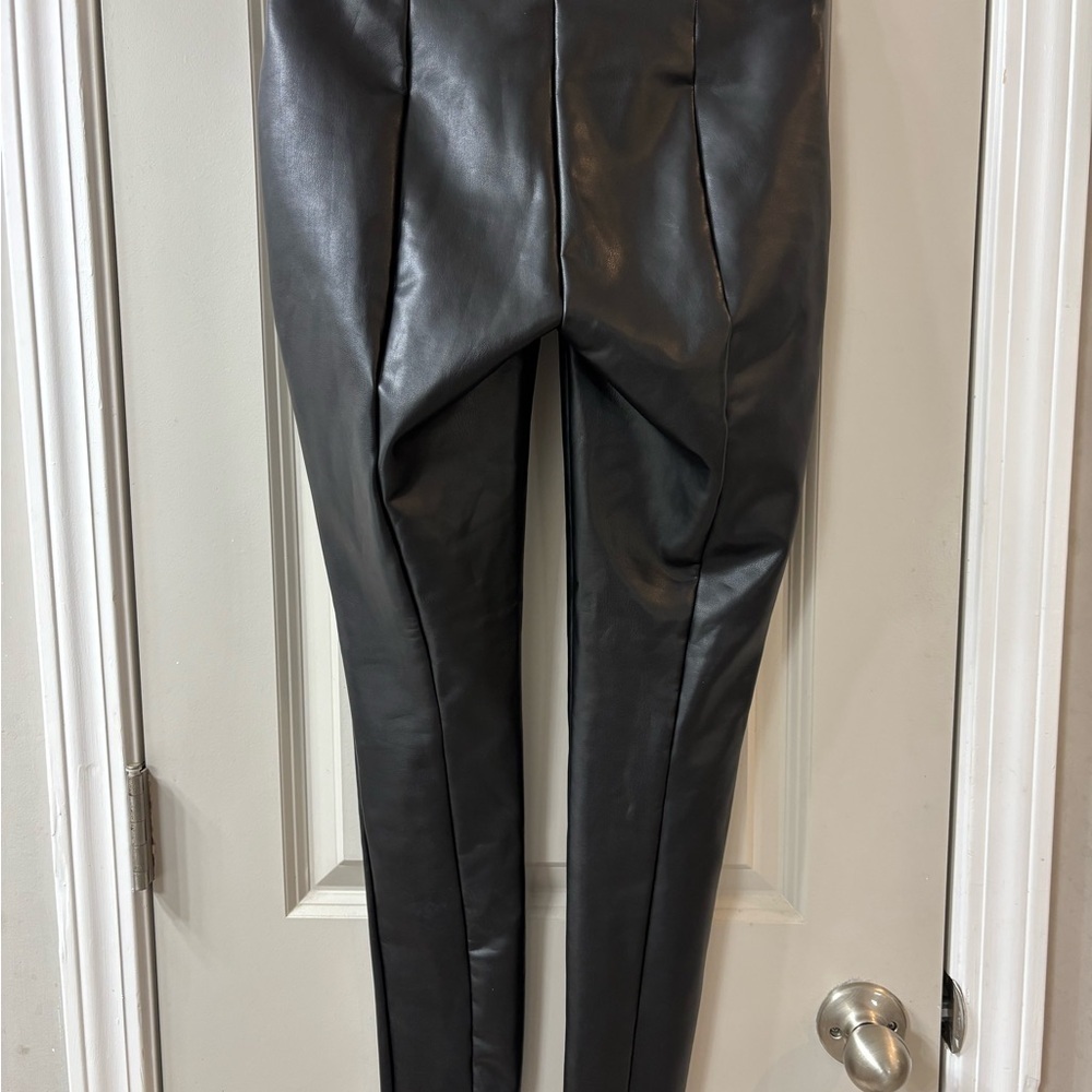 NWT LOFT Black Faux Leather Leggings - Picture 4 of 6